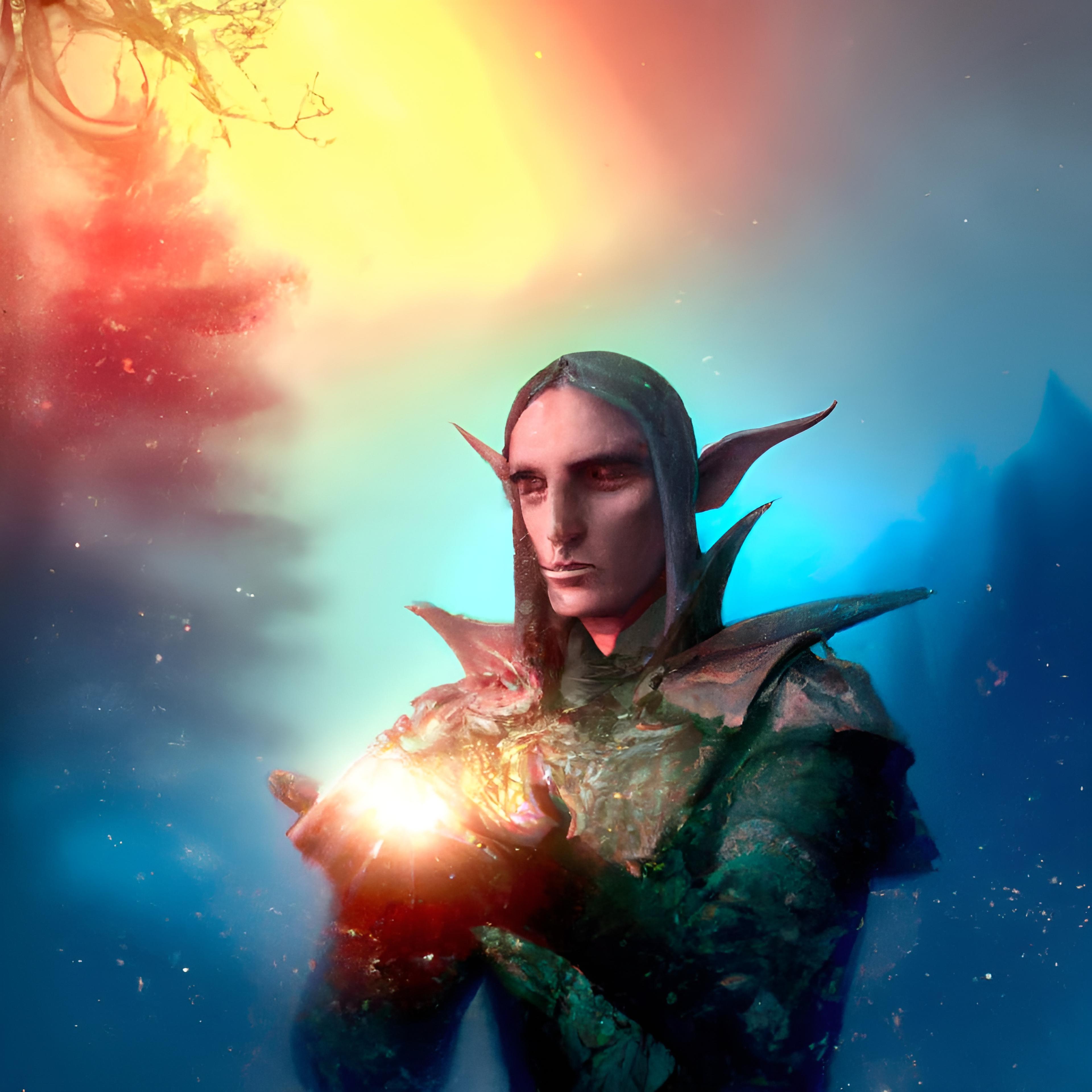 An elven magician illuminating the Multiverse with his spark.