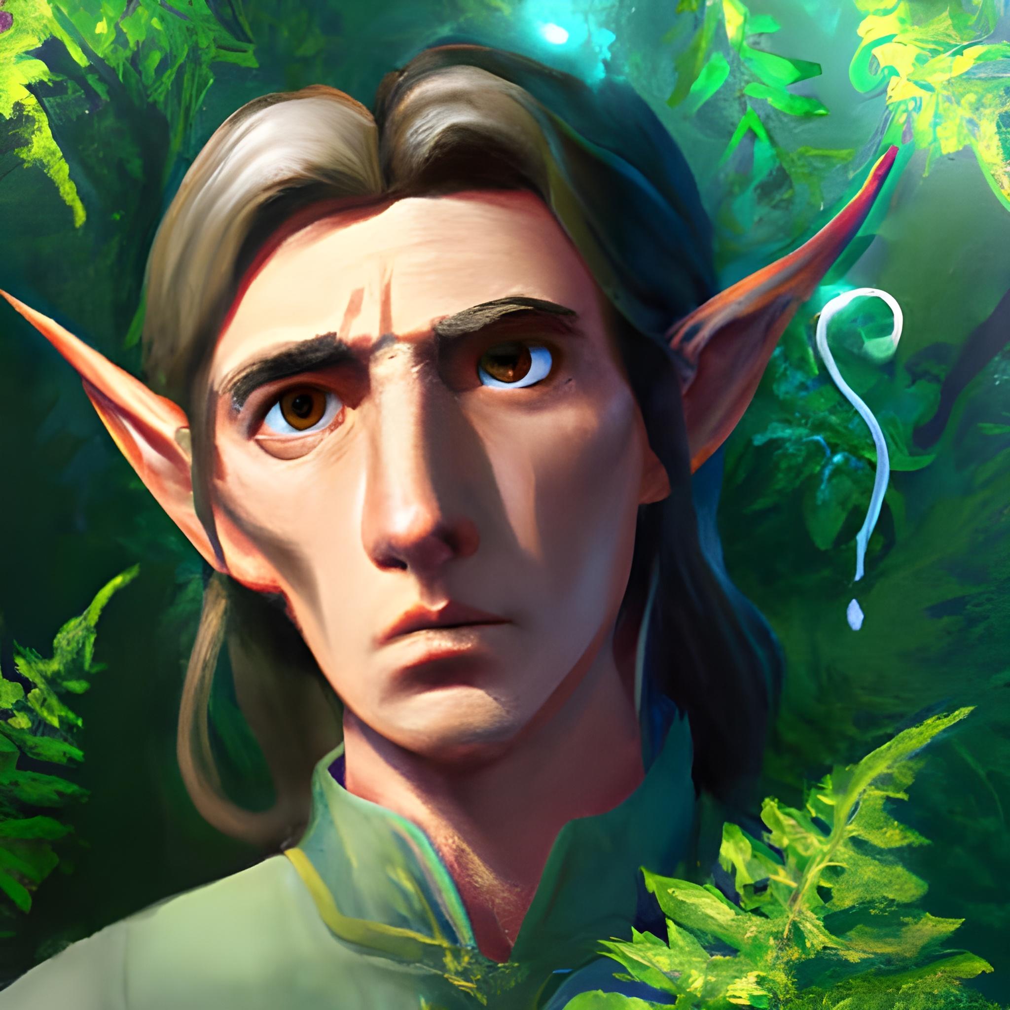 An elf deeply absorbed in thought, grappling with a question.